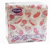 Салфетка бумажная 24*24 Plushe 1-слойные, 50 шт.