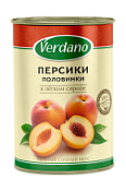 Персики половинки в сиропе Verdano, 425 мл.
