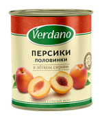 Персики половинки в сиропе Verdano, 3100 мл.