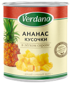 Ананасы кусочки Verdano, 3100 мл.