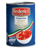 Томаты резаные в собственном соку, ж/б  Federici, 425