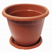 Горшок для цветов с подставкой терракотовый D140 Пластик репаблик