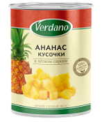 Ананасы кусочки Verdano (банка с ключом), 580 мл.