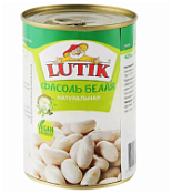 Фасоль белая в собственном соку Lutik, банка ключ 425 мл