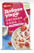 Каша овсяная сиюминутка Клубника со сливками "Увелка" 200 г Каша овсяная сиюминутка Клубника со сливками "Увелка" 200 г